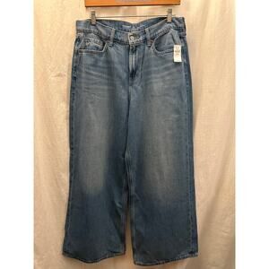 Old Navy High Rise Drapey Denim Baggy Wide Leg Blue Jeans Womens Size 10P NWT